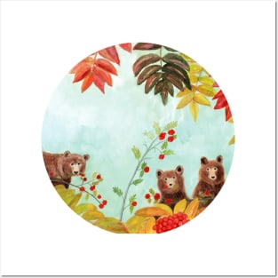 Brown Bears and Rowan Berries Posters and Art